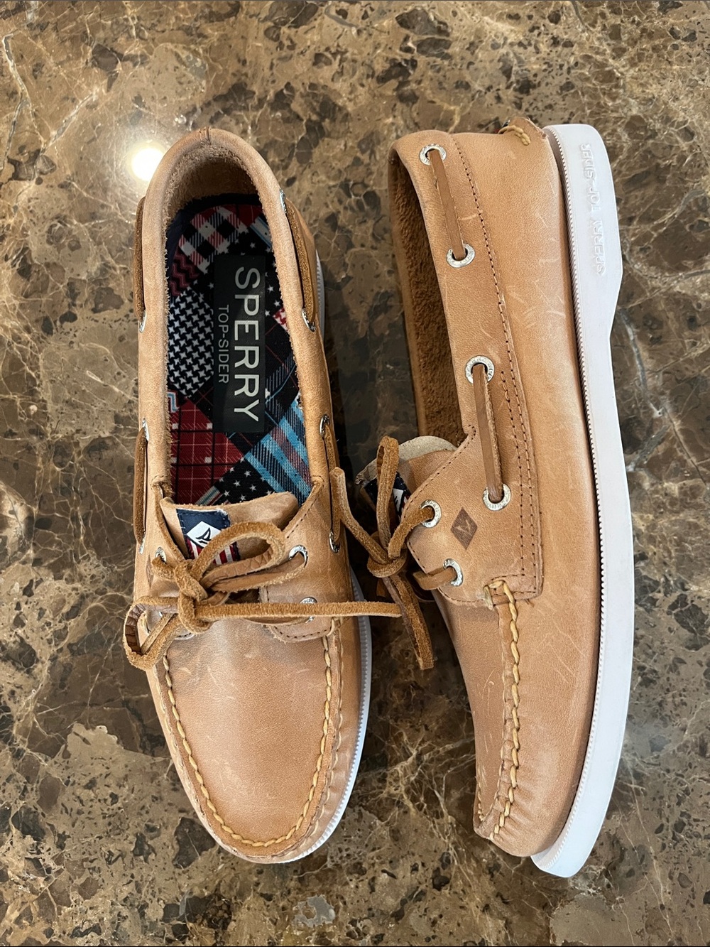 🆕 Sperry Authentic Original 2 Eye Leather Patchwork Boat Shoes size 7